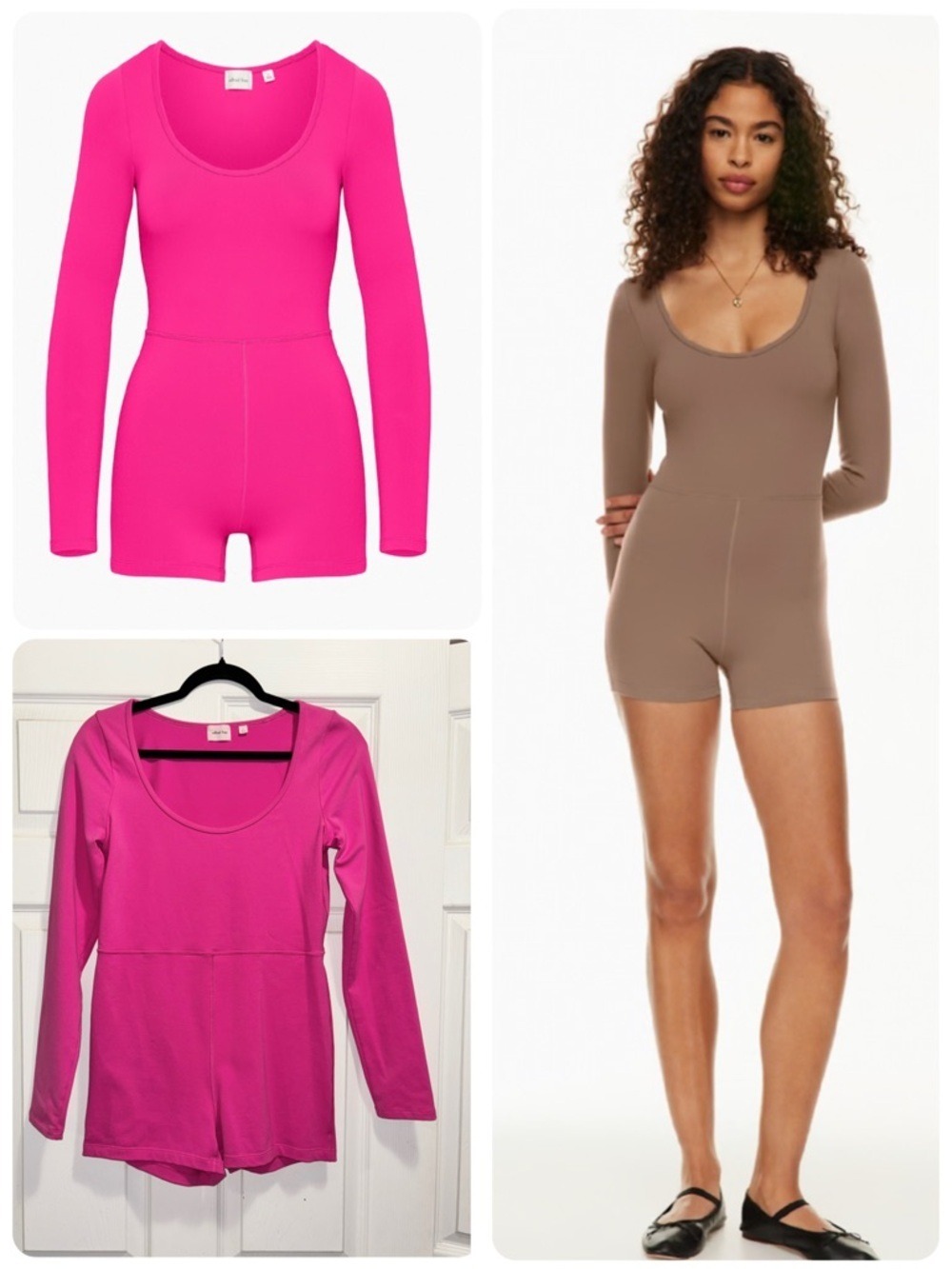 Aritzia Wilfred Free Kaz Romper Longsleeve Scoop-neck Bodysuit Vital Pink Large
